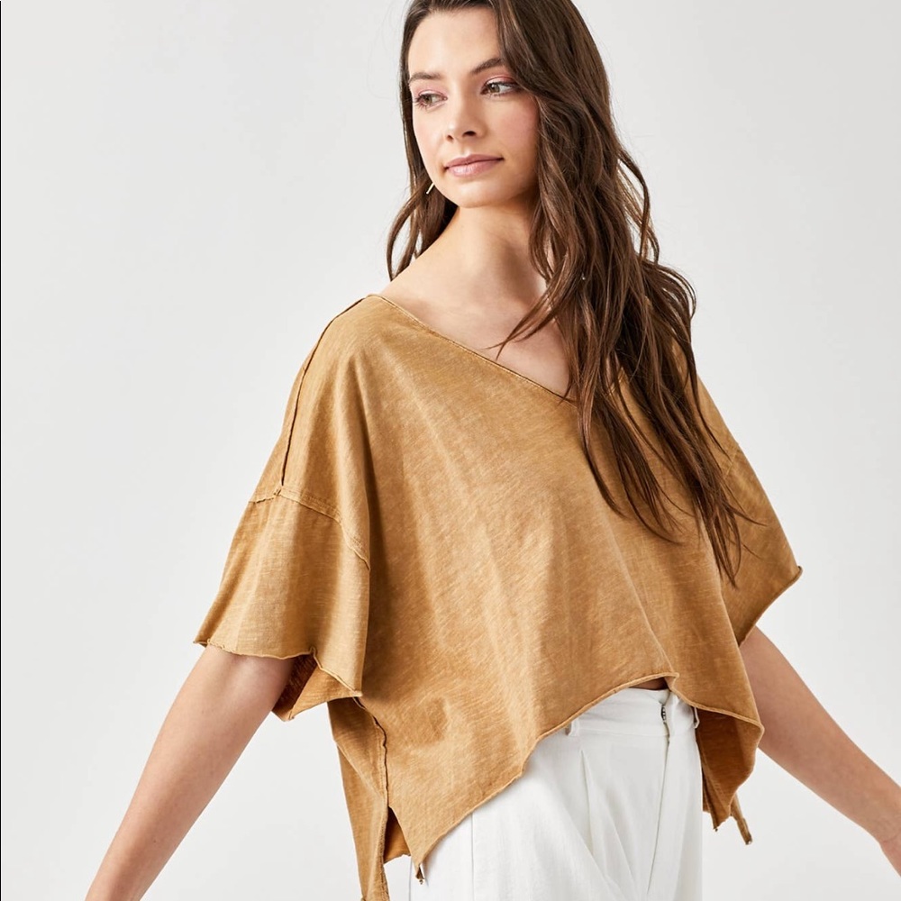 Mustard Mineral Wash Crop Top